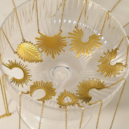 Sunflower Series Suit Gold Titanium Steel Choker Necklaces