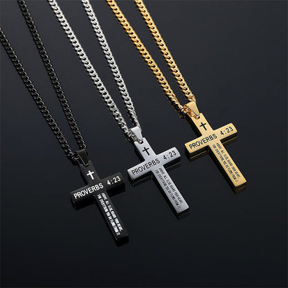 Cross Stainless Steel Color Oval Buckle Necklaces