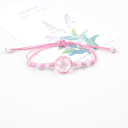 Real Flower Handmade Starry Glass Ball Bracelets