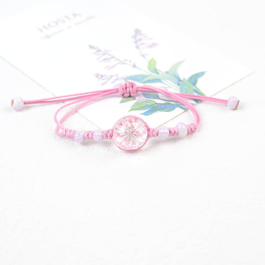 Real Flower Handmade Starry Glass Ball Bracelets