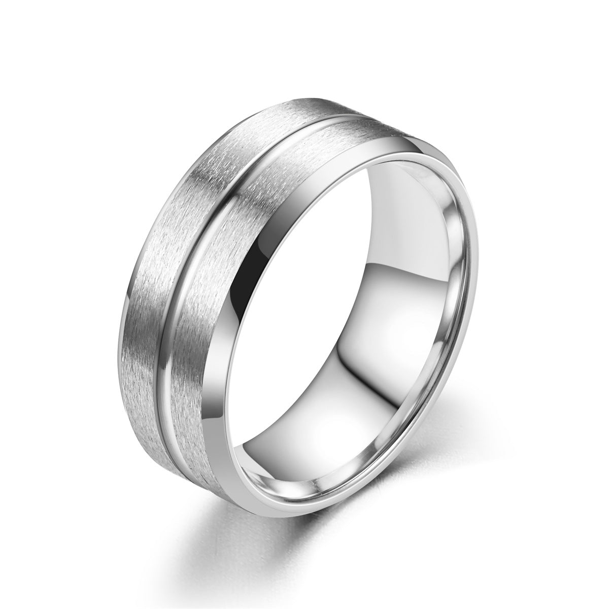 Men's Personality Titanium Steel Stainless Frosted Wide Rings