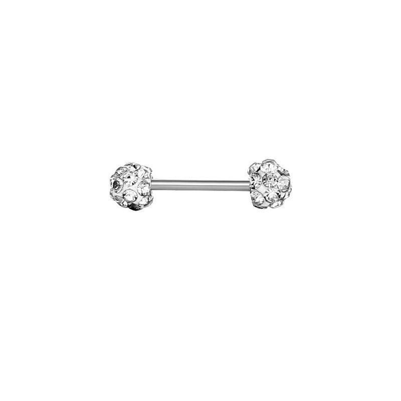 Full Diamond Dumbbell Fully Jeweled Ball Earrings