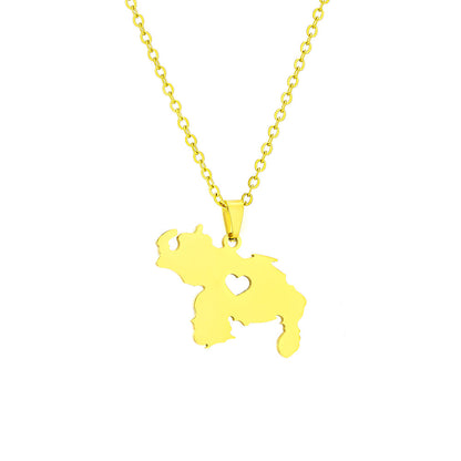 Women's & Men's Heart-shaped Venezuela Map Fashion Couple Titanium Necklaces