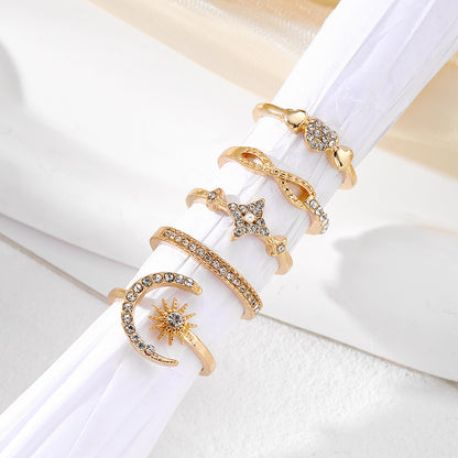 Luxury Style Sun Moon Stars Personality Rings