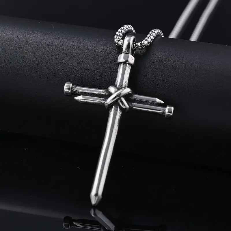 Men's Titanium Steel Cross Nail Personality Punk Necklaces