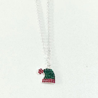 Cute Refreshing Diamond Deer Christmas Hat Necklaces