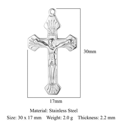 Bead Cross Retro Titanium Steel Angel Pendants