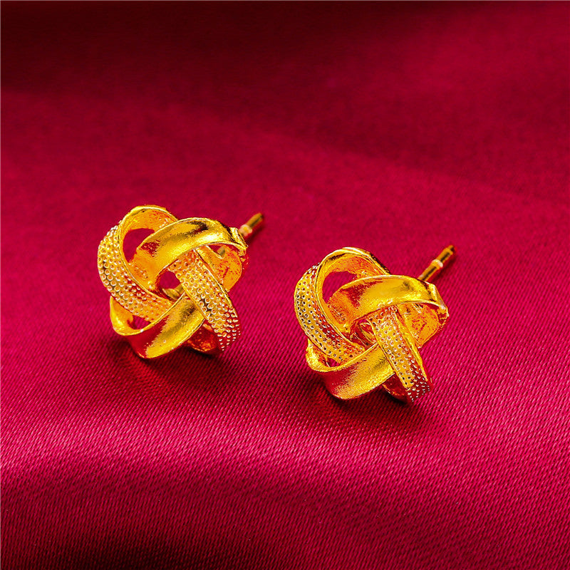 Gold-plated Fancy Vietnam Placer Gold Glazed Surface Earrings