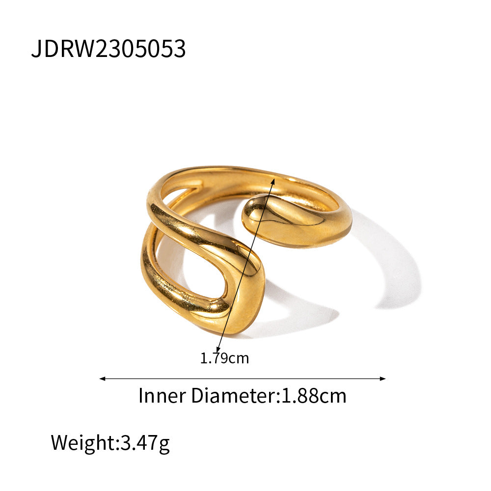 Ding Ornament Gold Stainless Steel Open Rings