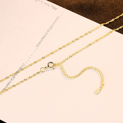 Sier Water Wave Chain Electroplated Rh Platinum Real Necklaces