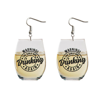 Women's Wine Glass Letter Bee Whiskey Beer Earrings