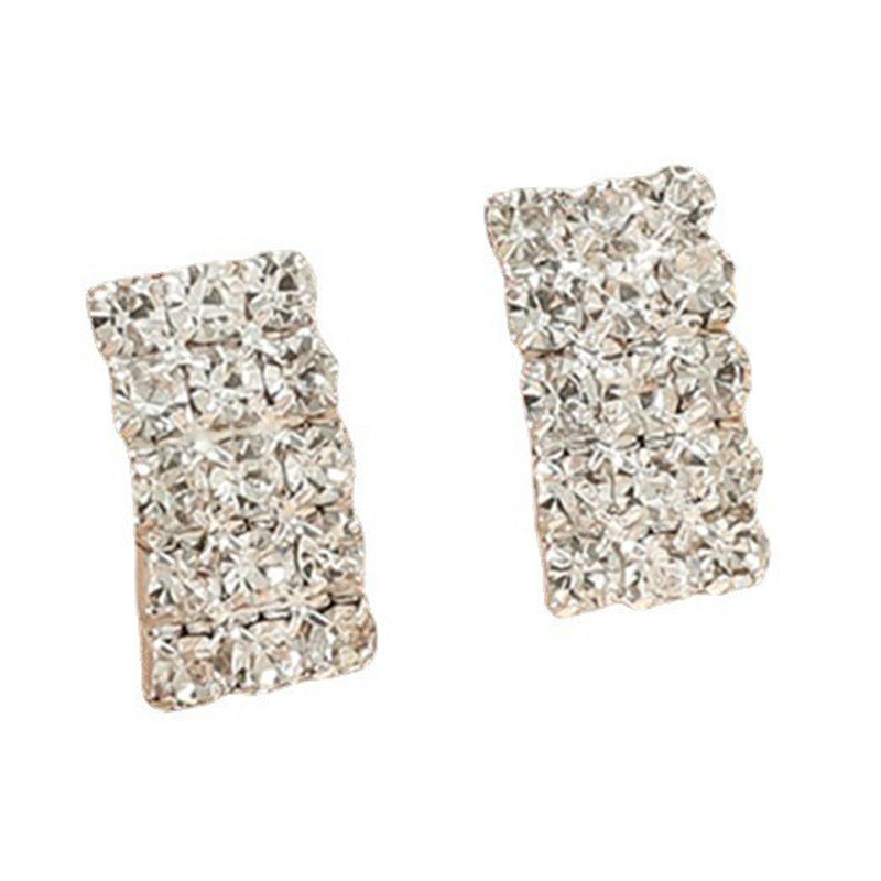 Women's Luxury Shiny Diamond Square Elegant Claw Earrings