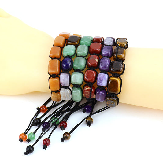 Live Streaming Hand-woven Colorful Crystal Rectangular Bracelets