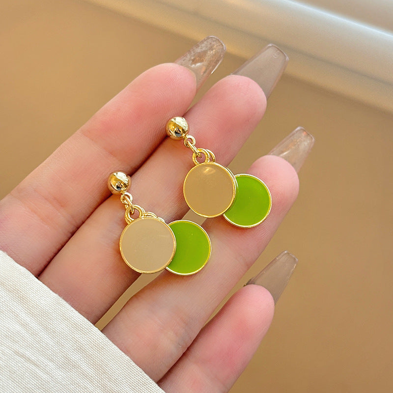 Women's Contrast Color Round Piece Ear High-grade Light Rings