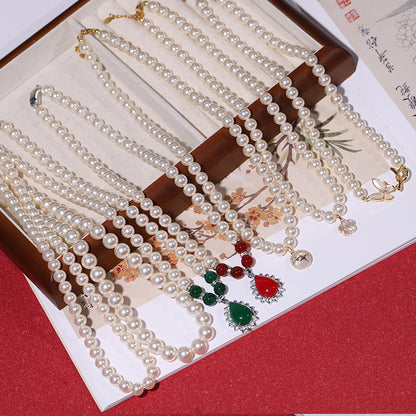 Women's Pearl Three-piece Set Ornament Mother's Day Necklaces