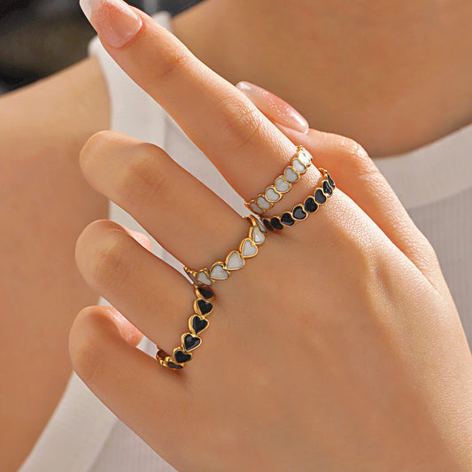 Women's Heart-shaped Open Personalized Hip Hop Gold-plated Rings
