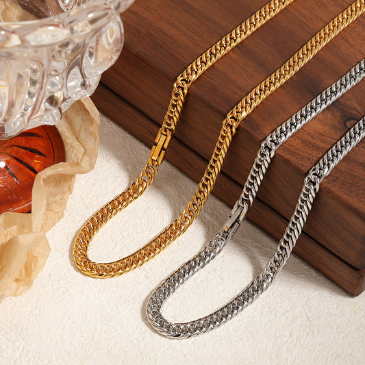 Thick Double Buckle Grinding Chain Simple Necklaces