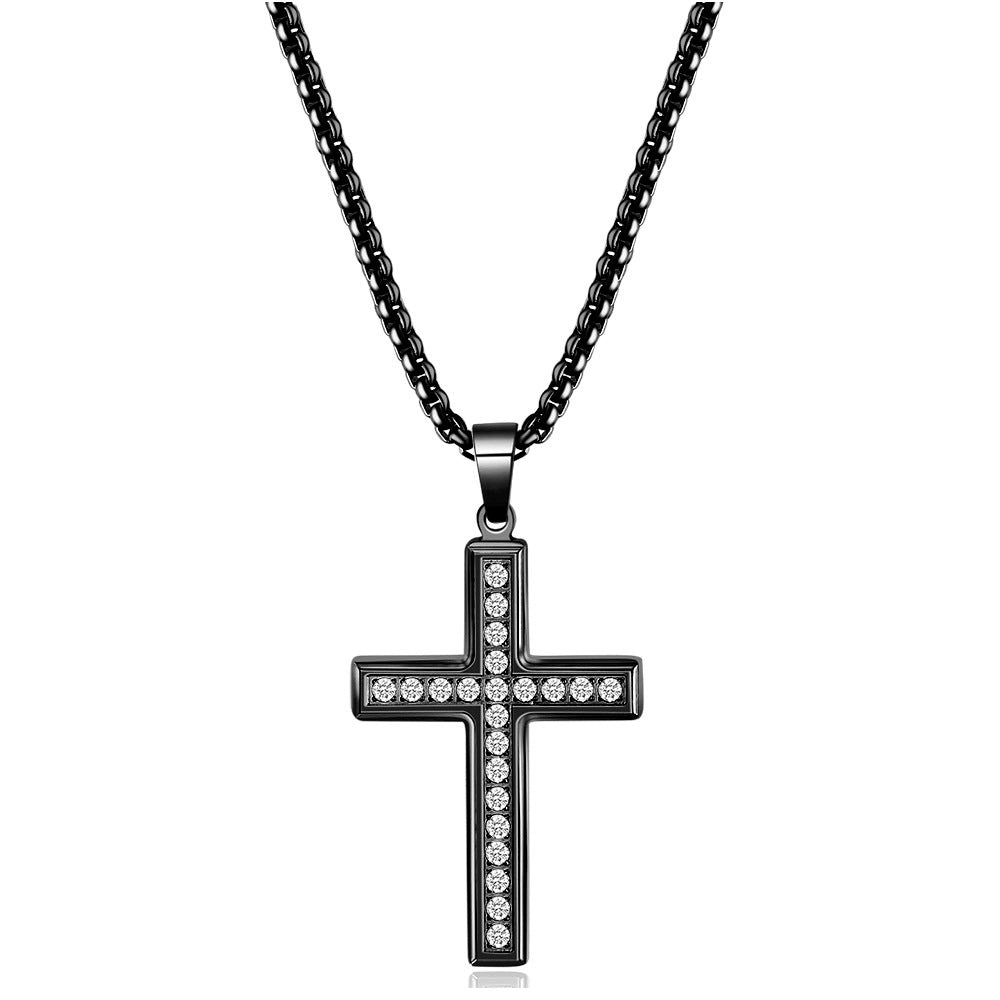 Casual Diamond Cross Simple Stainless Steel Necklaces