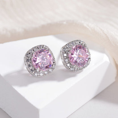 Zircon Ear Large Square Round Zirconium Earrings