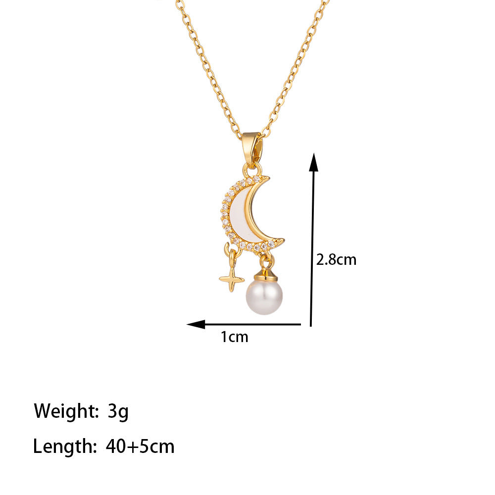 Light Luxury Small Stroke Shell Pearl Female Zircon Necklaces