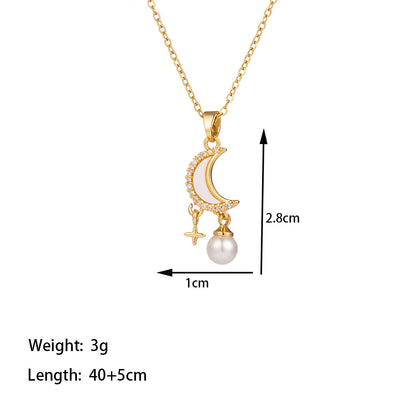 Light Luxury Small Stroke Shell Pearl Female Zircon Necklaces