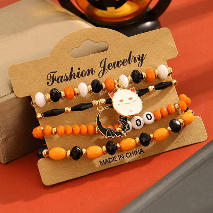 Halloween Pumpkin Polymer Clay Punk Alloy Letter Bracelets