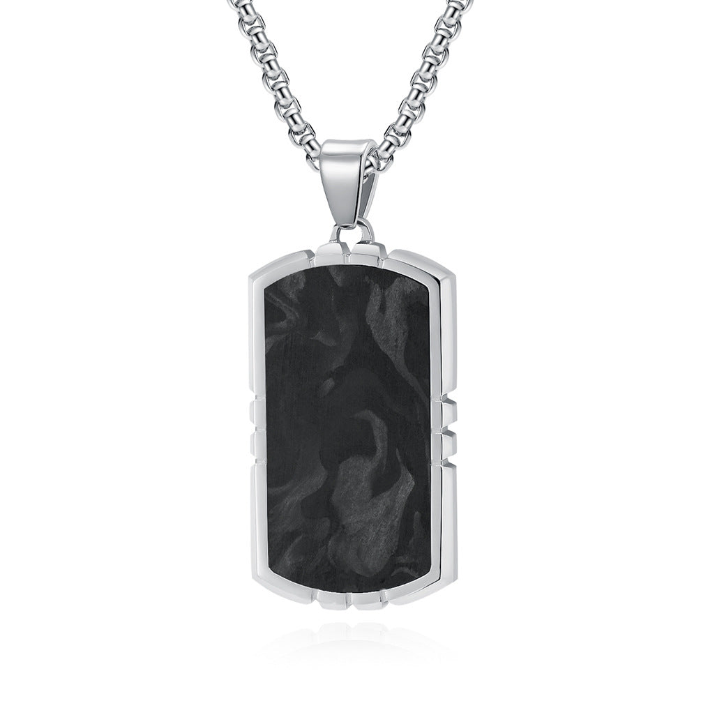 Minimalist Style Beveled Camouflage Carbon Fiber Dog Tag Combination Pendants