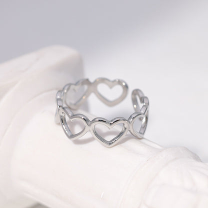 Korean Style Titanium Steel Female Love Heart-shaped Rings