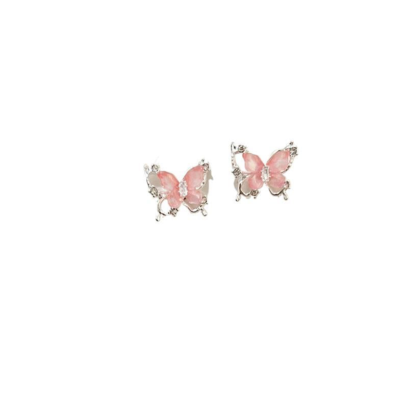 Women's Luxury Style Rhinestone Butterfly Niche Design Earrings