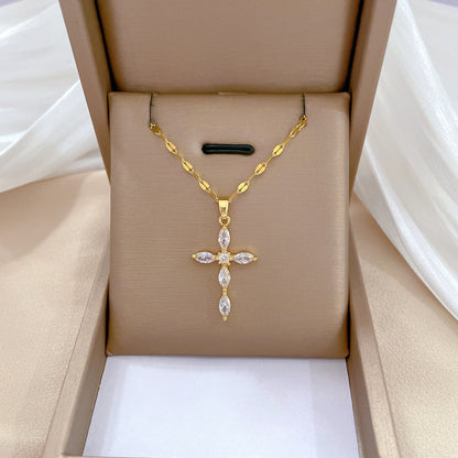 Women's Cross Light Luxury Temperament Full Diamond Versatile Necklaces