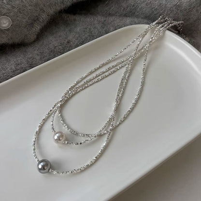 Sier Perfect Circle Strong Light Shell Pearls Necklaces