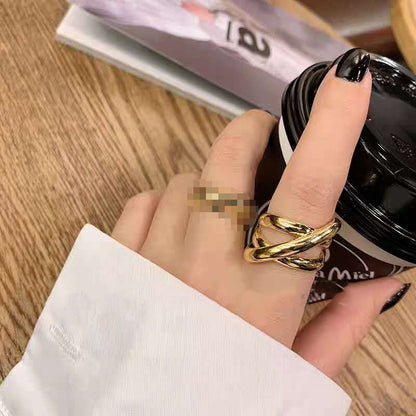 Gold Geometric Line Female Retro Exaggerated Rings