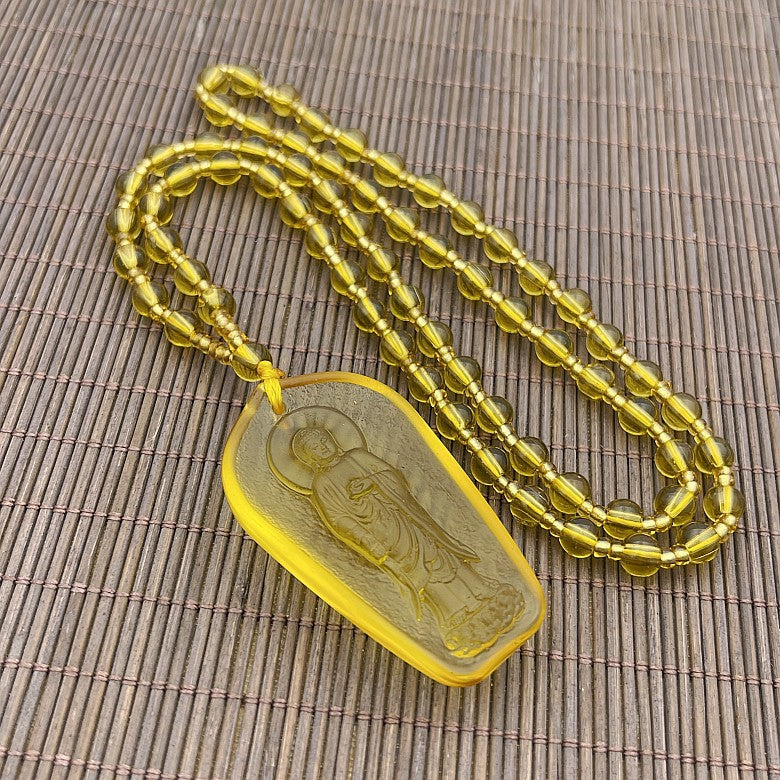 Women's & Men's Ornaments Glaze Yellow God Of Wealth Pendants