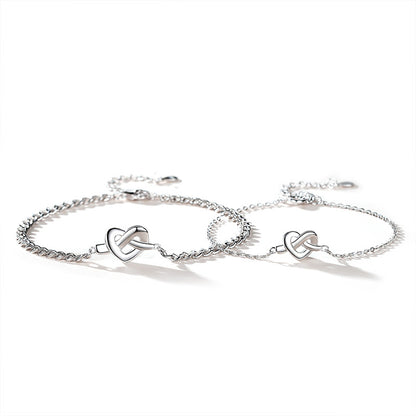 Pair Of Niche Love Sterling Sier Simple Romantic Bracelets