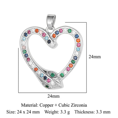 Unicorn Love Heart Color Zirconium Copper Pendants