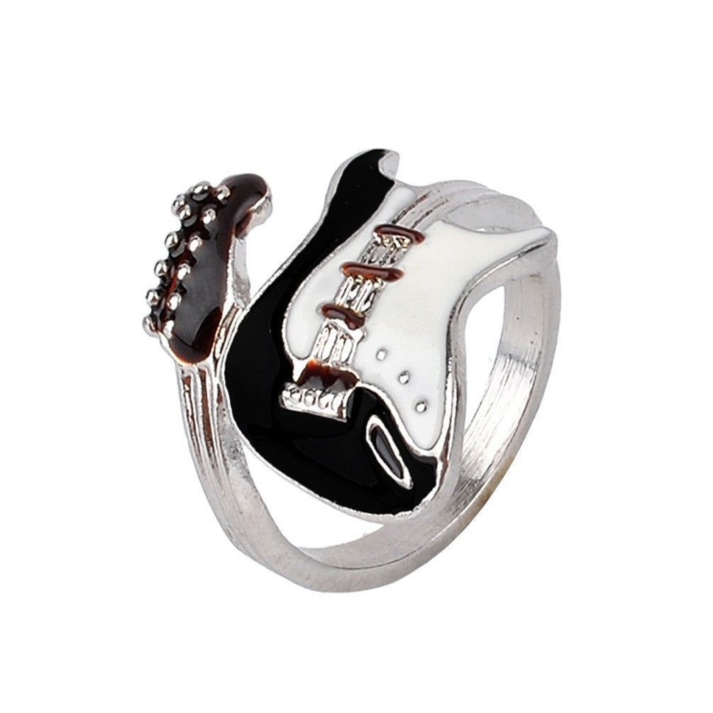 Classy Alloy Oil Dripping Guitar Ornament Rings
