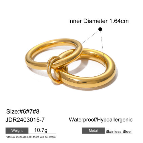 Ding Ornament Gold Stainless Steel Open Rings