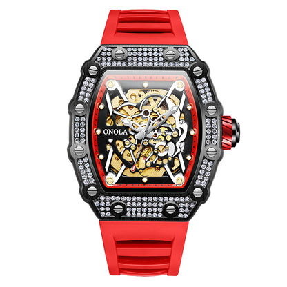 Men's Full Diamond Automatic Watch Silicone Band Mechanical Watches