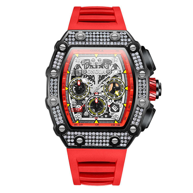 Men's Diamond Stylish Versatile Watch Tape Fast Mechanical Watches