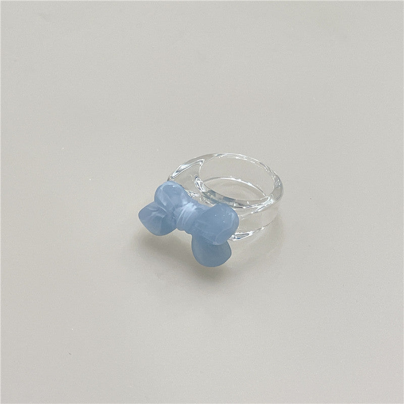 Fashionable Blooming Bow Checkerboard Resin Style Rings