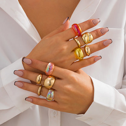 Hand Jewelry Exaggerated Glossy Color Resin Rings