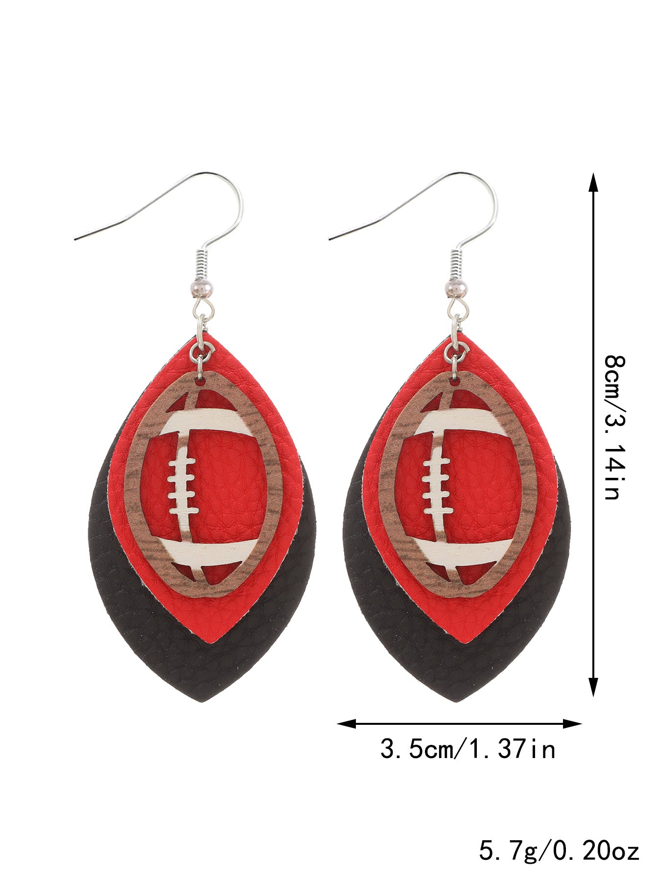 Sports Style Rugby Brown Leopard Print Earrings