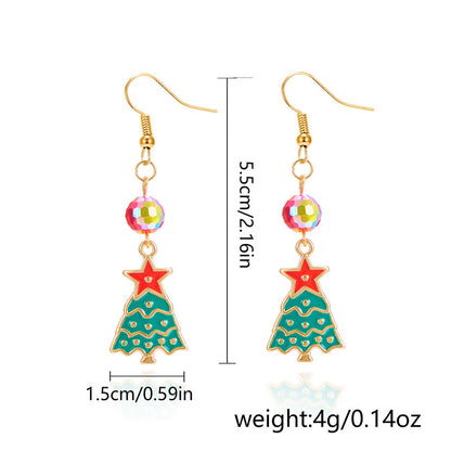 Christmas Tree Hat Santa Claus Asymmetric Earrings