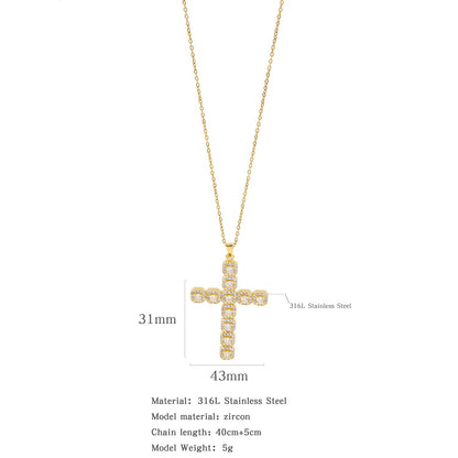 Plating Cross Female Titanium Steel Clavicle Necklaces