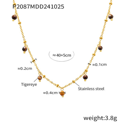 Ornament Stainless Steel Handmade Natural Stone Small Bead Clavicle Necklaces