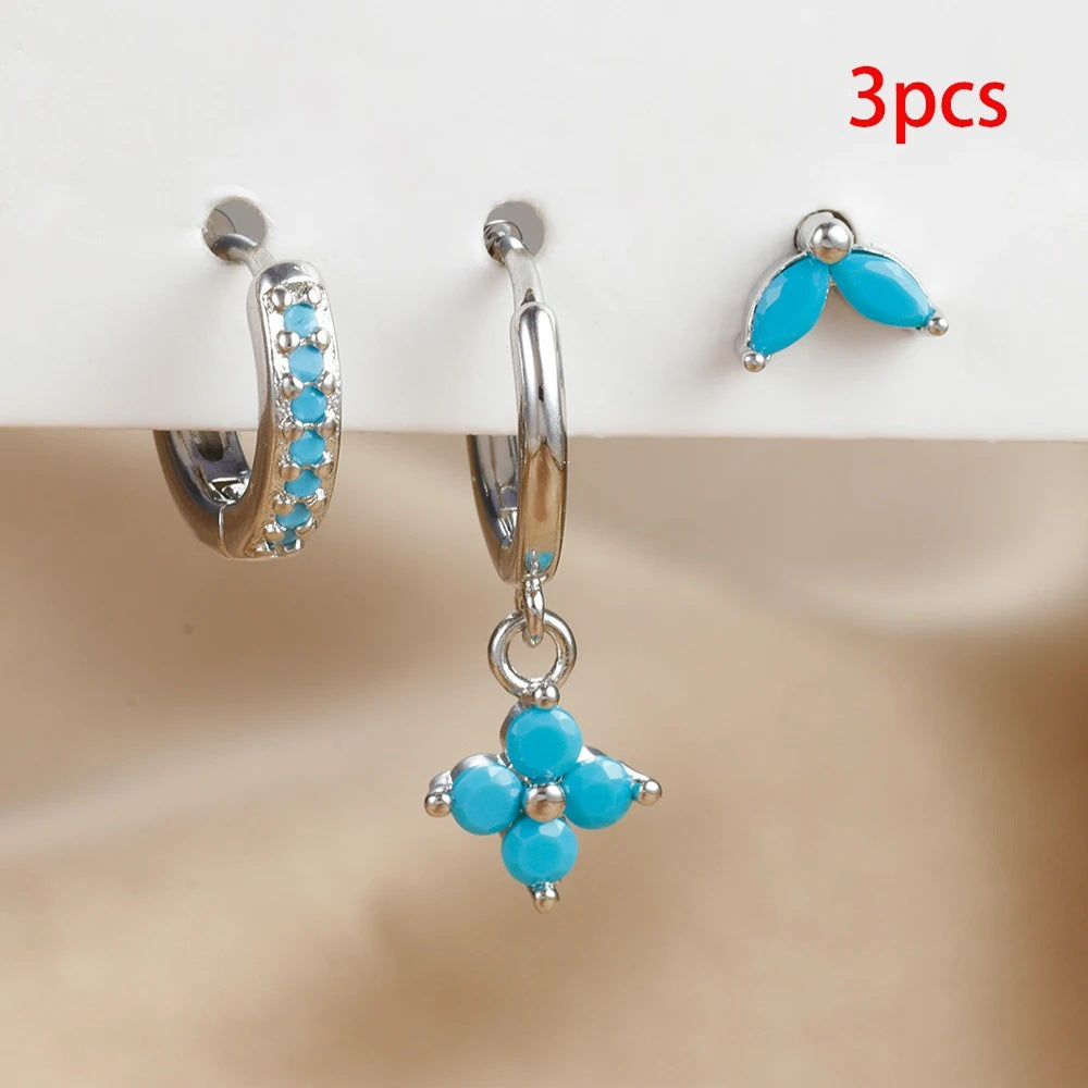 Flowers Ear Hook Eardrops Geometric High-grade Rings