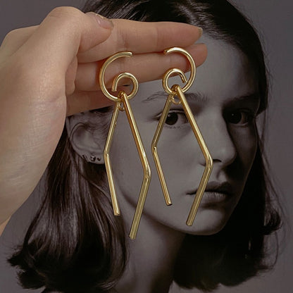 Sier Needle Metal Rhombus Niche Temperament Frosty Earrings
