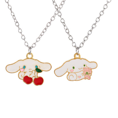 Cartoon Cinnamon Dog Cute Heart Couple Big Necklaces