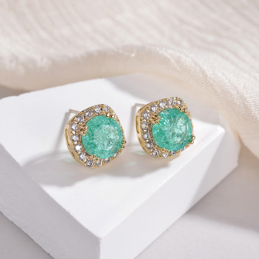 Zircon Ear Large Square Round Zirconium Earrings