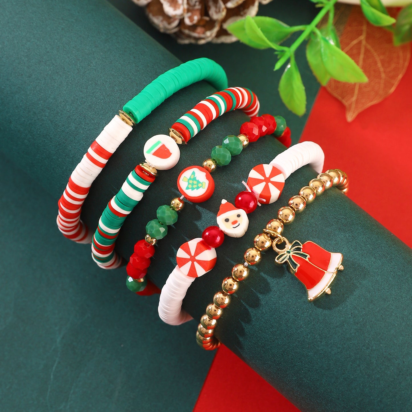 Christmas Suit Beaded Letters Santa Claus Bracelets